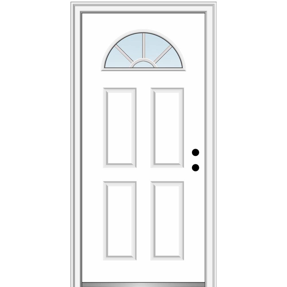 Steel Primed Left-Hand Inswing 1/4 Lite 4-Panel Prehung Front Door 36" x 80" J8341