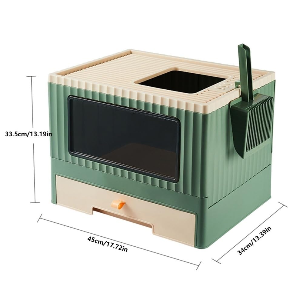 Foldable Top Entry Cat Litter Box with Lid J603844