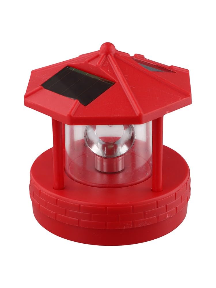 Rotating Solar Lighthouse Light Outdoor Garden Lawn Lamp with 2 Panels W88599