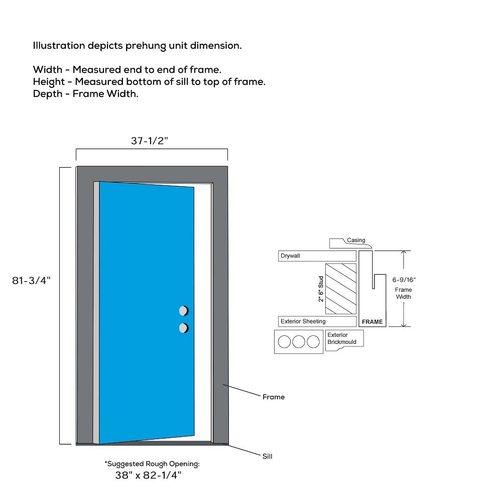 Steel Primed Left-Hand Inswing 1/4 Lite 4-Panel Prehung Front Door 36" x 80" J8341