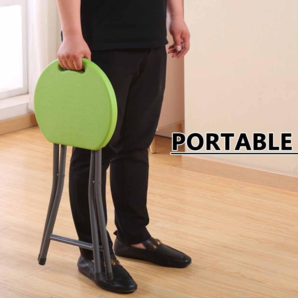 Folding Stool with Handle, 18 Inch Portable Chair, 220 lb Capacity, Black W7571