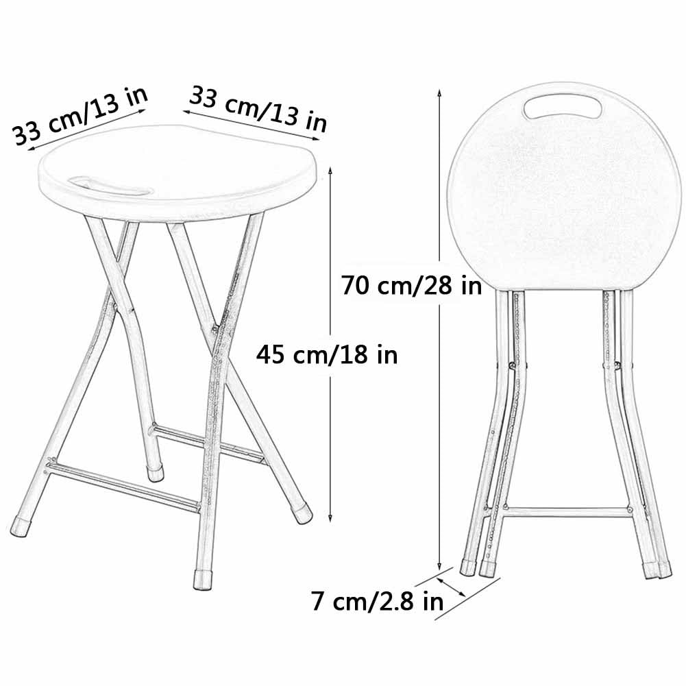 Folding Stool with Handle, 18 Inch Portable Chair, 220 lb Capacity, Black W7571