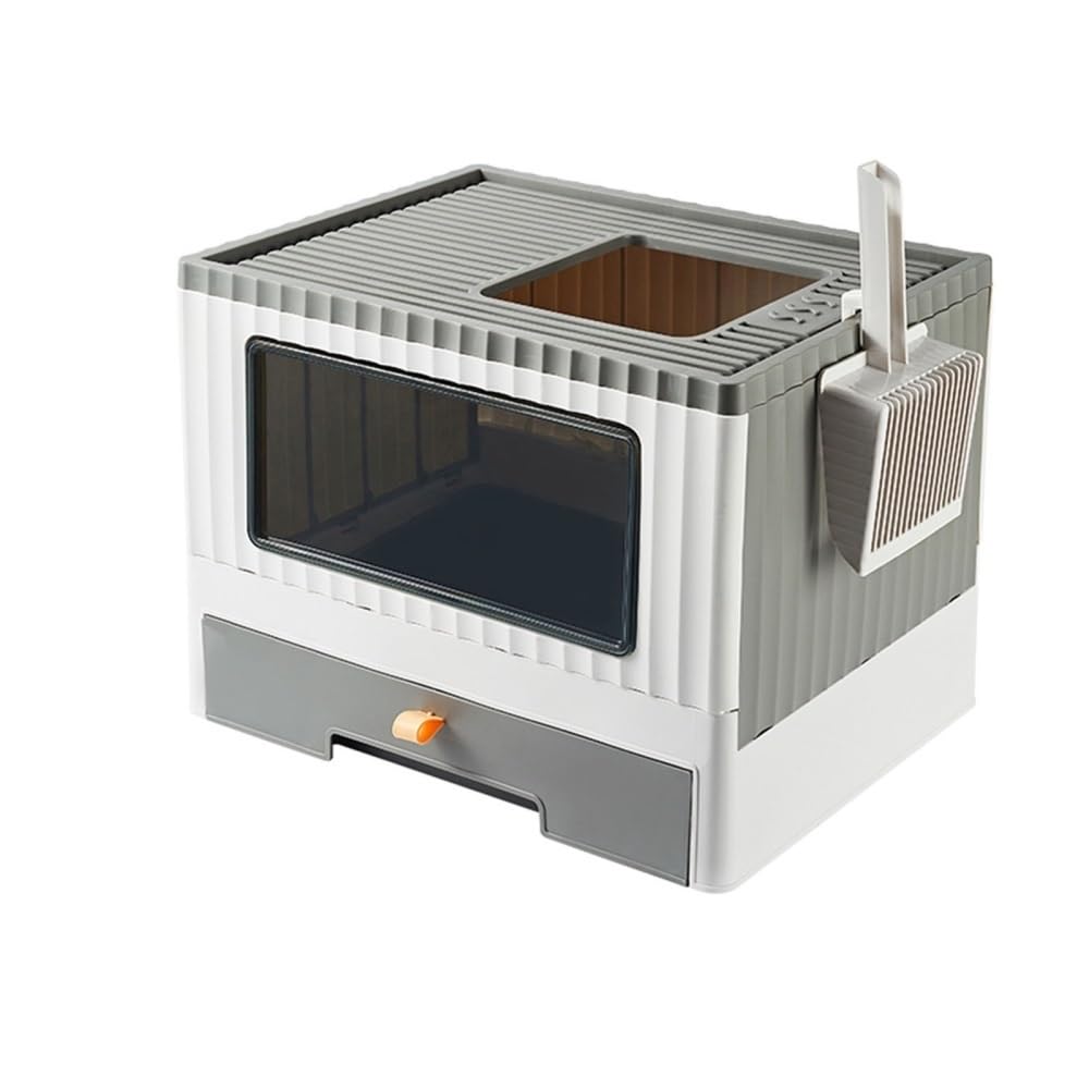 Foldable Top Entry Cat Litter Box with Lid J603844