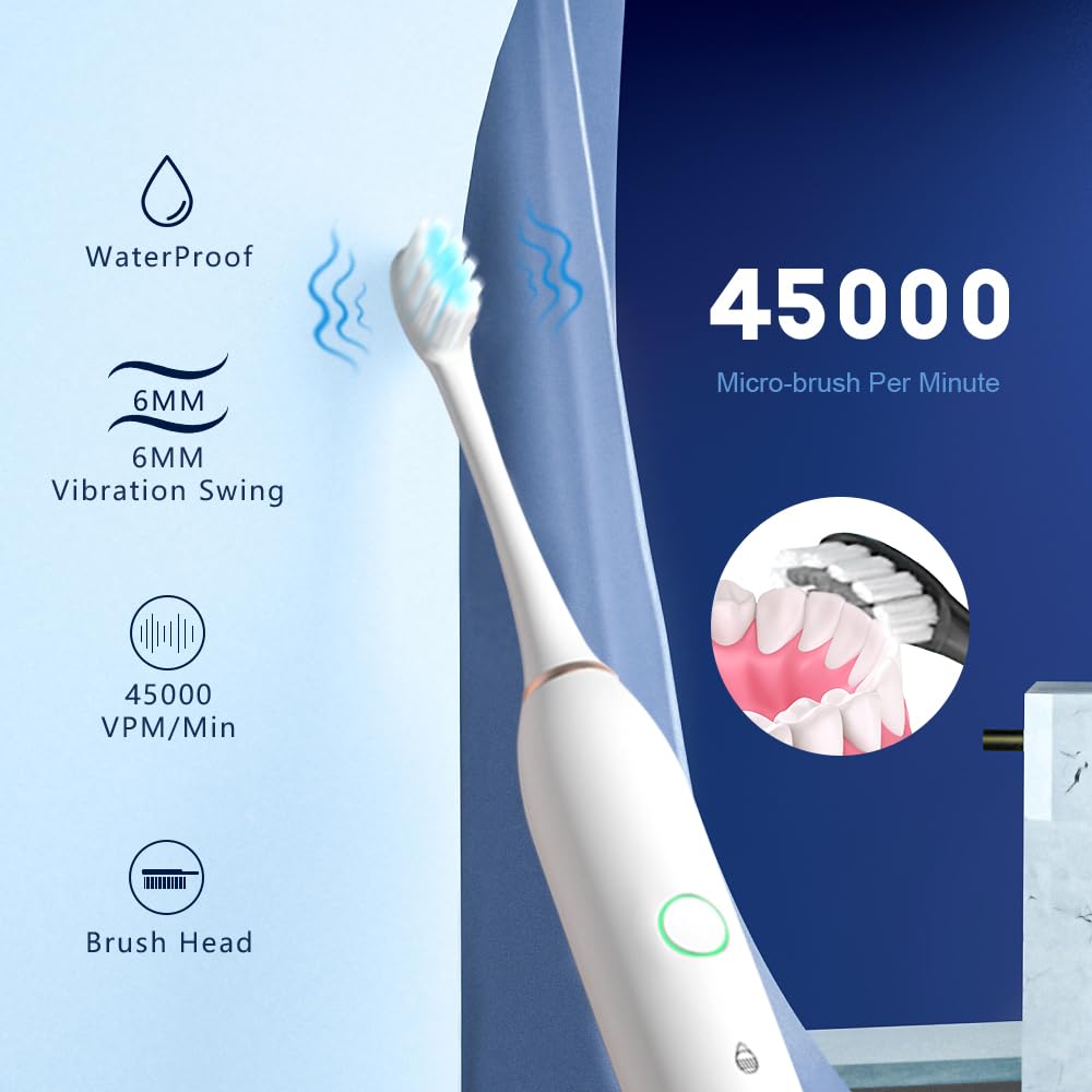 2 Pack Rechargeable Electric Toothbrushes with 8 Brush Heads D328606