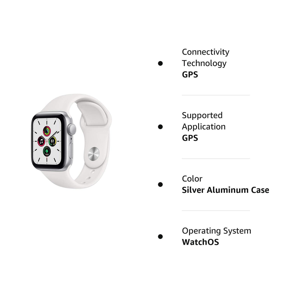 Silver Aluminum Case with White Sport Band Smartwatch B16593