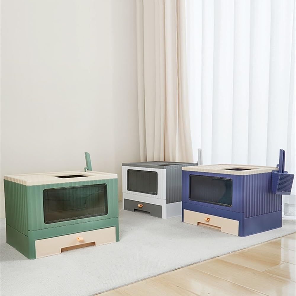 Foldable Top Entry Cat Litter Box with Lid J603844