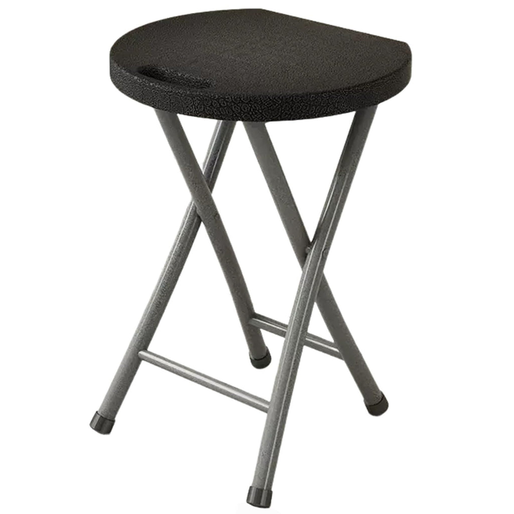 Folding Stool with Handle, 18 Inch Portable Chair, 220 lb Capacity, Black W7571