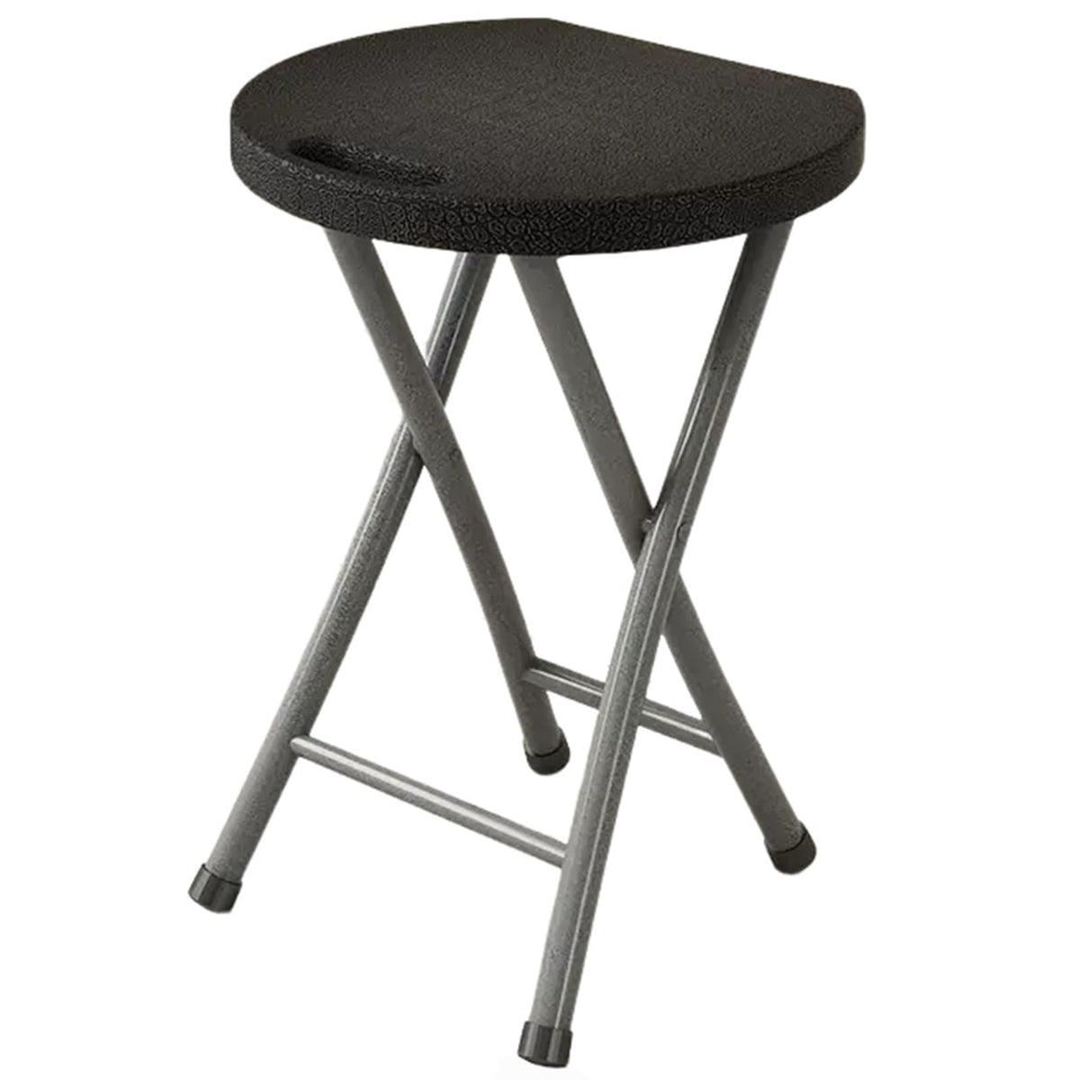 Folding Stool with Handle, 18 Inch Portable Chair, 220 lb Capacity, Black W7571