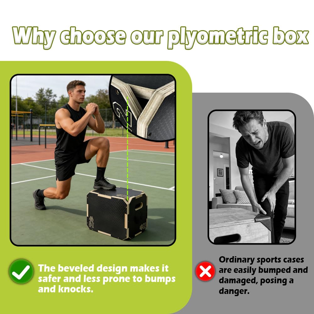 3 in 1 Non-Slip Wooden Plyometric Jump Box Q218