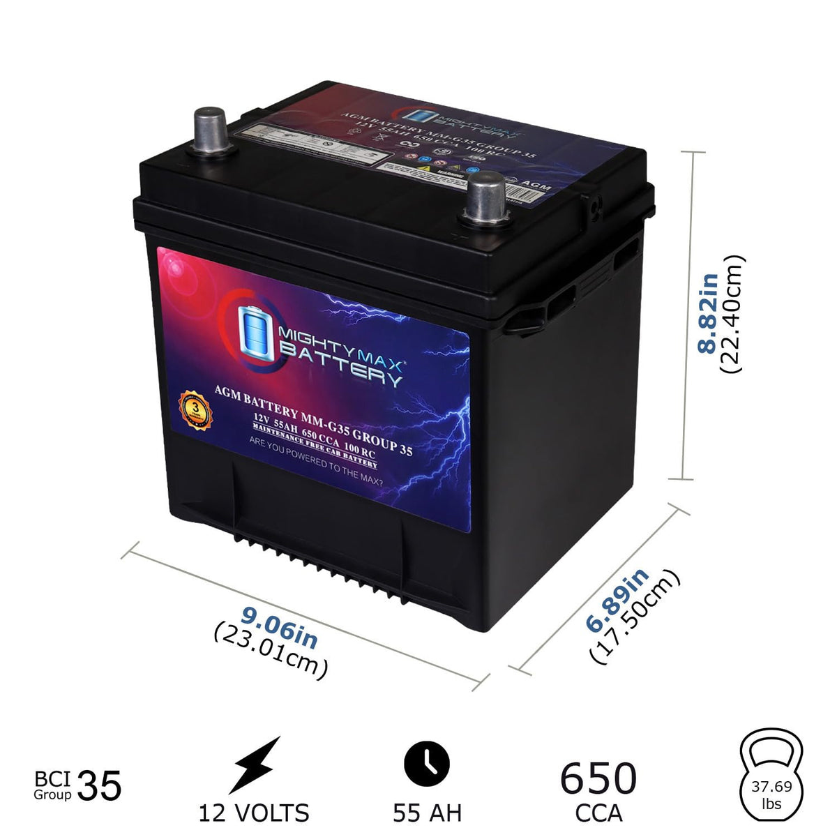 12V 55Ah AGM Replacement Battery N45684