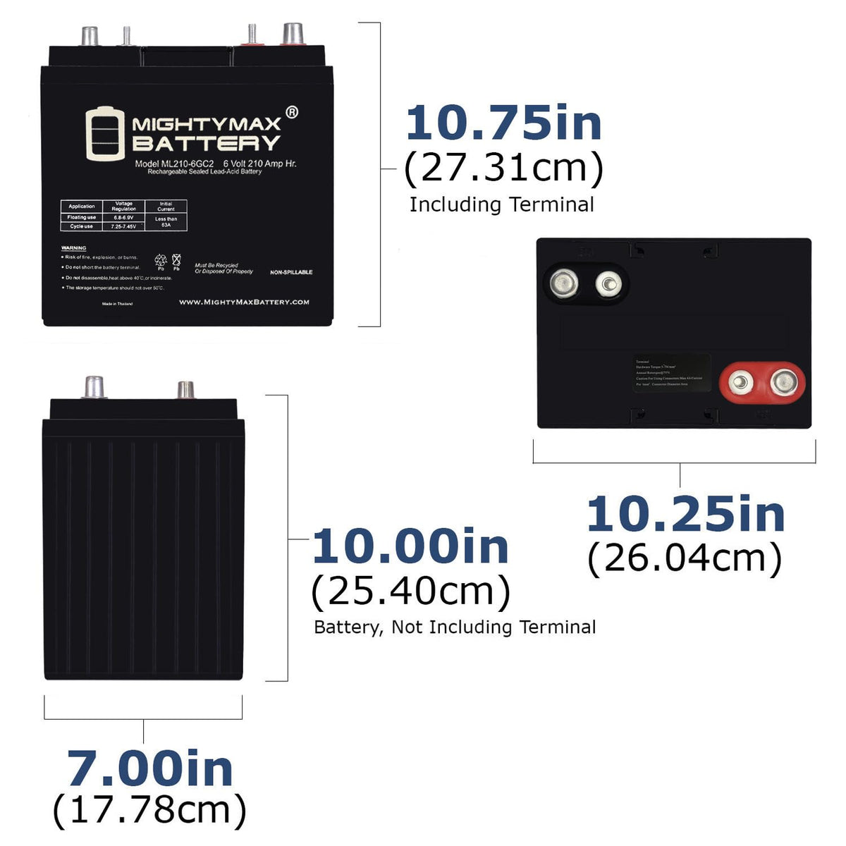 6V 210AH Dual Terminal SLA Replacement Battery 4 Pack Q262