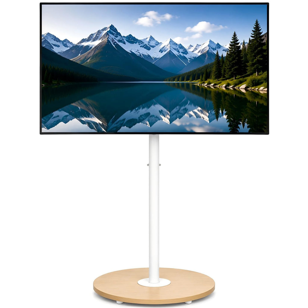 White Rolling Swivel tv Stand I18380