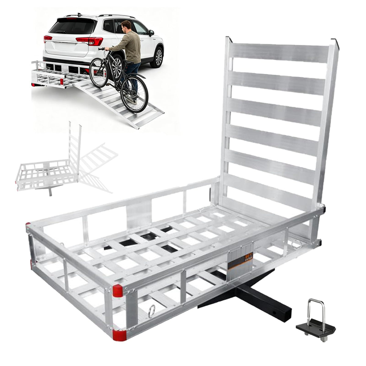 Aluminum Hitch Cargo Carrier with Ramp J59863