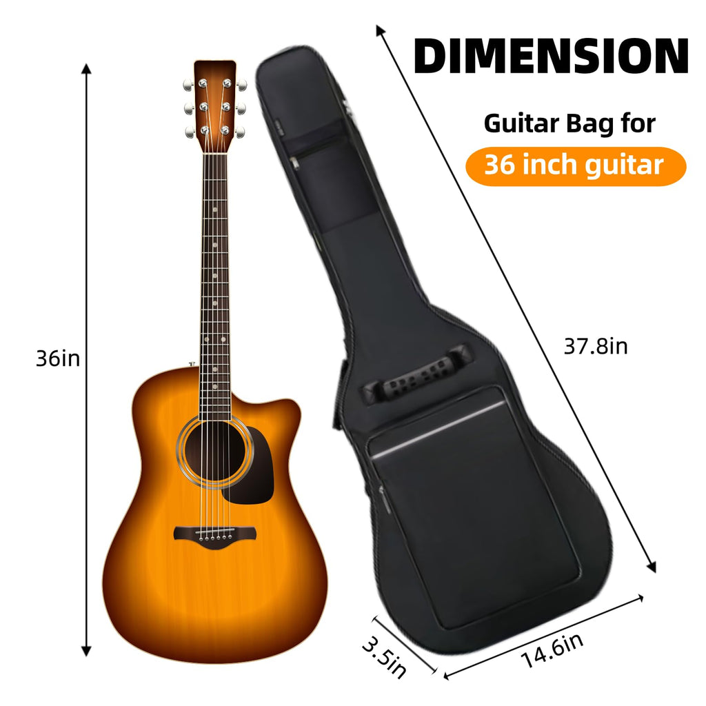 3/4 Size 36 Inch Acoustic Guitar Case Soft Padded Waterproof Gig Bag F209