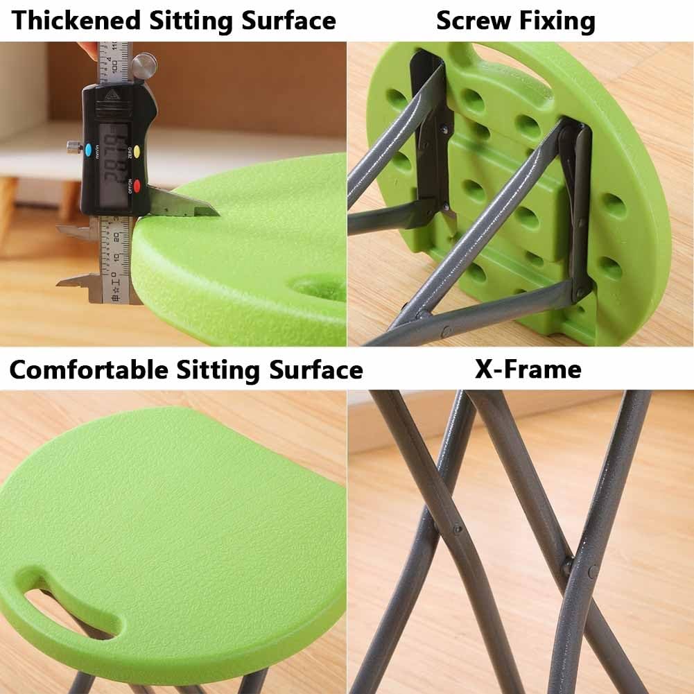Folding Stool with Handle, 18 Inch Portable Chair, 220 lb Capacity, Black W7571
