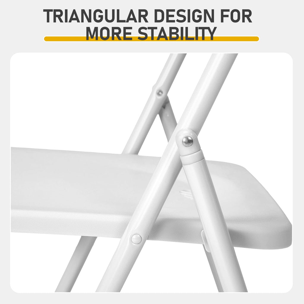 White Plastic Folding Chairs, 10 Pack Steel Frame Q514