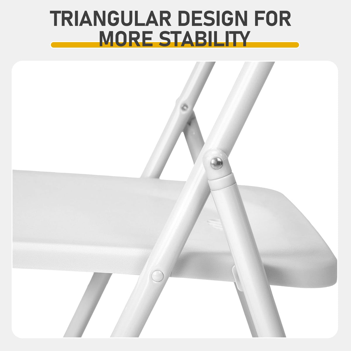 White Plastic Folding Chairs, 10 Pack Steel Frame Q514