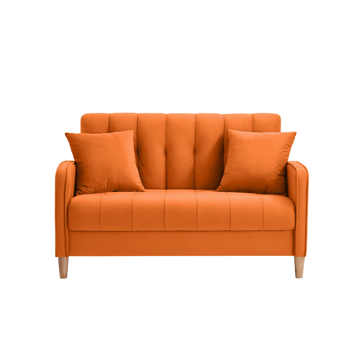 Orange Velvet Tufted Loveseat Sofa W33045
