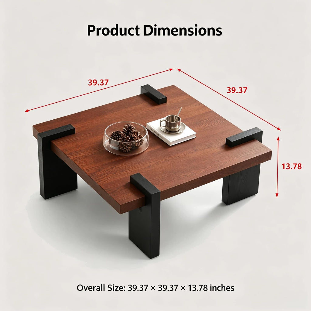 Walnut Coffee Table with Black Wood Legs Z939