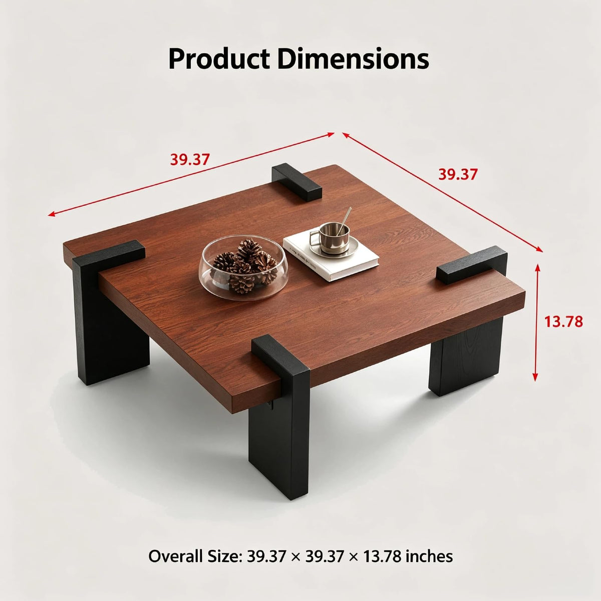 Walnut Coffee Table with Black Wood Legs Z939