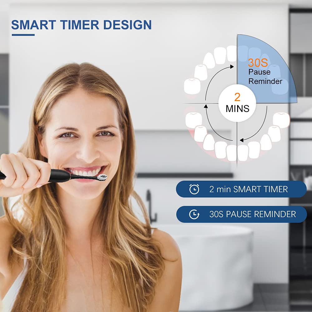 2 Pack Rechargeable Electric Toothbrushes with 8 Brush Heads D328606
