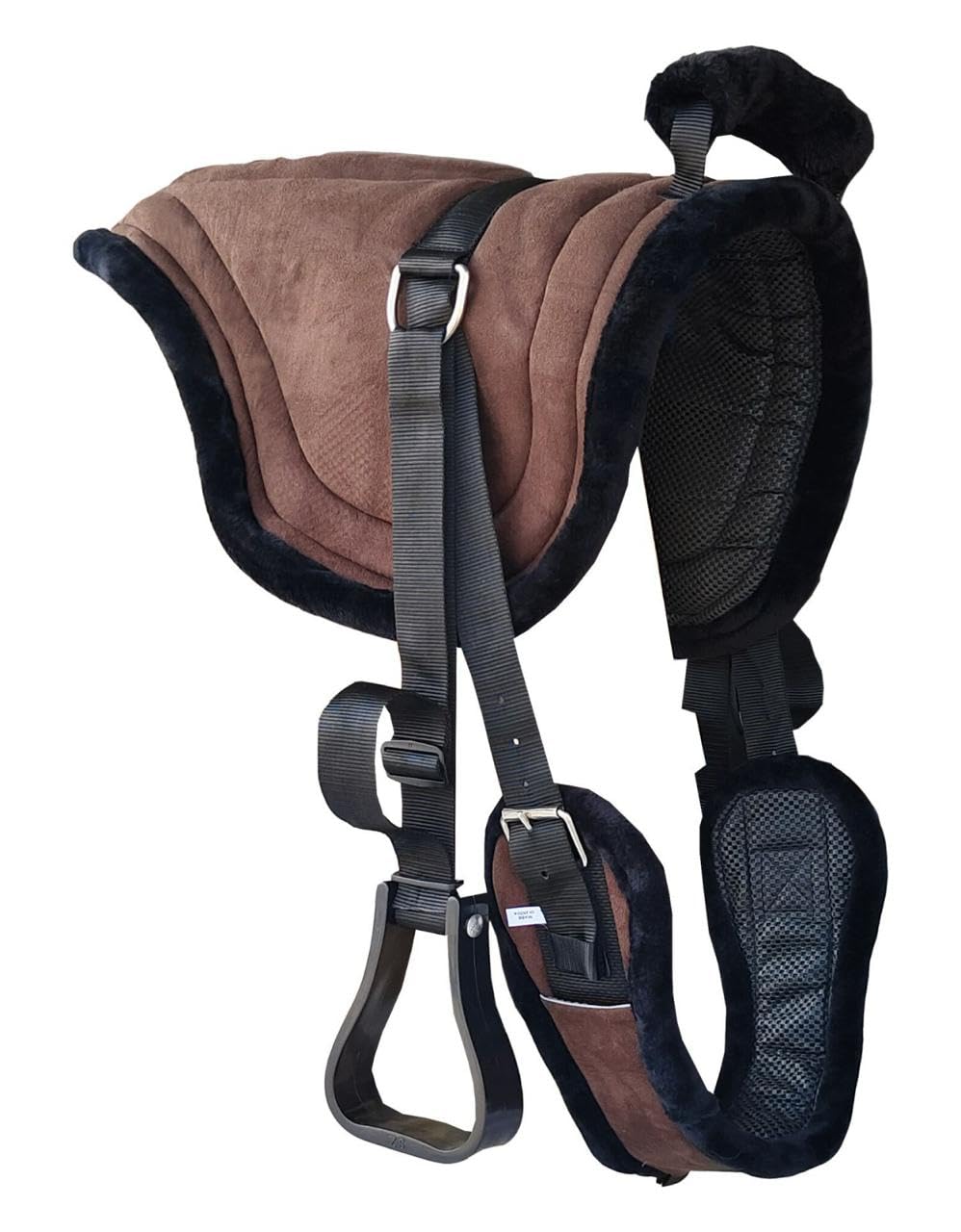 Padded Suede Leather Bareback Pad with Girth & Stirrups W3602