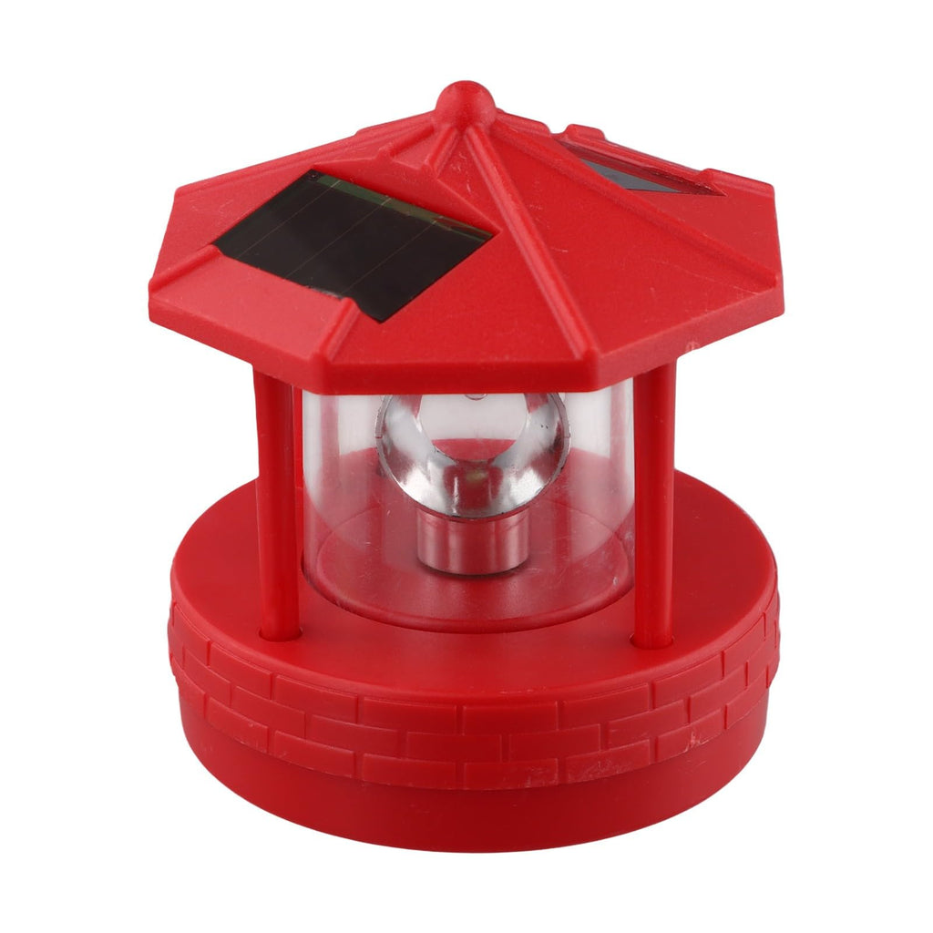 Rotating Solar Lighthouse Light Outdoor Garden Lawn Lamp with 2 Panels W88599