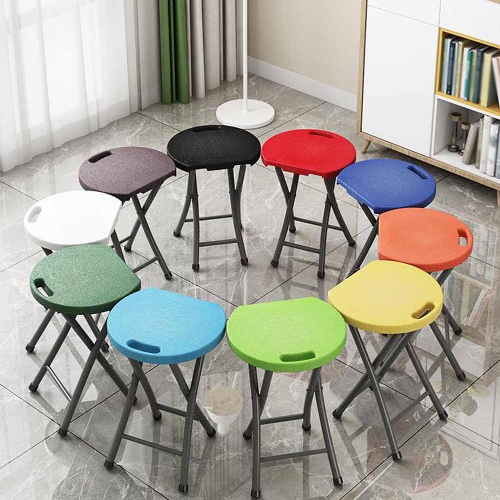 Folding Stool with Handle, 18 Inch Portable Chair, 220 lb Capacity, Black W7571