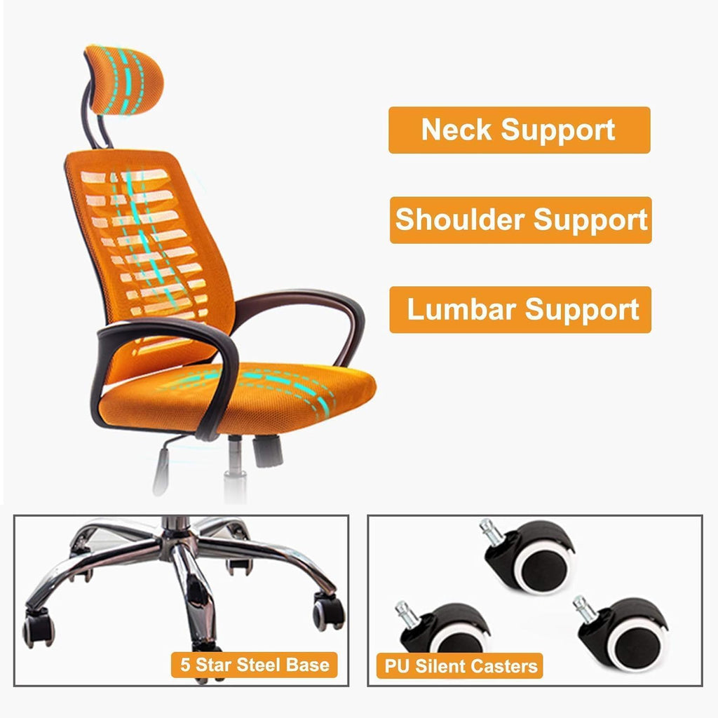 Ergonomic High Back Office Chair with Lumbar Support Orange D5769