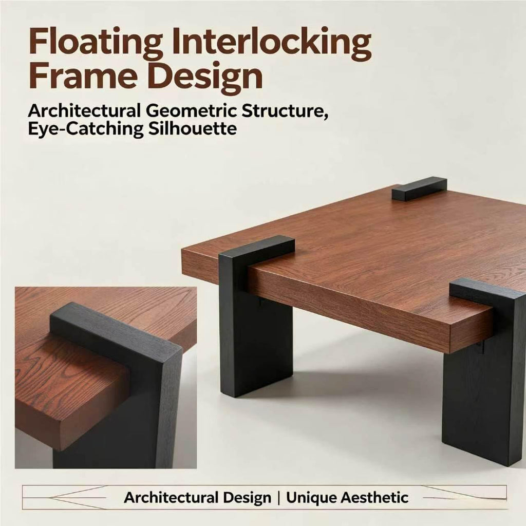 Walnut Coffee Table with Black Wood Legs Z939