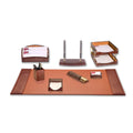 Brown Crocodile Embossed Leather Desk Set O446511