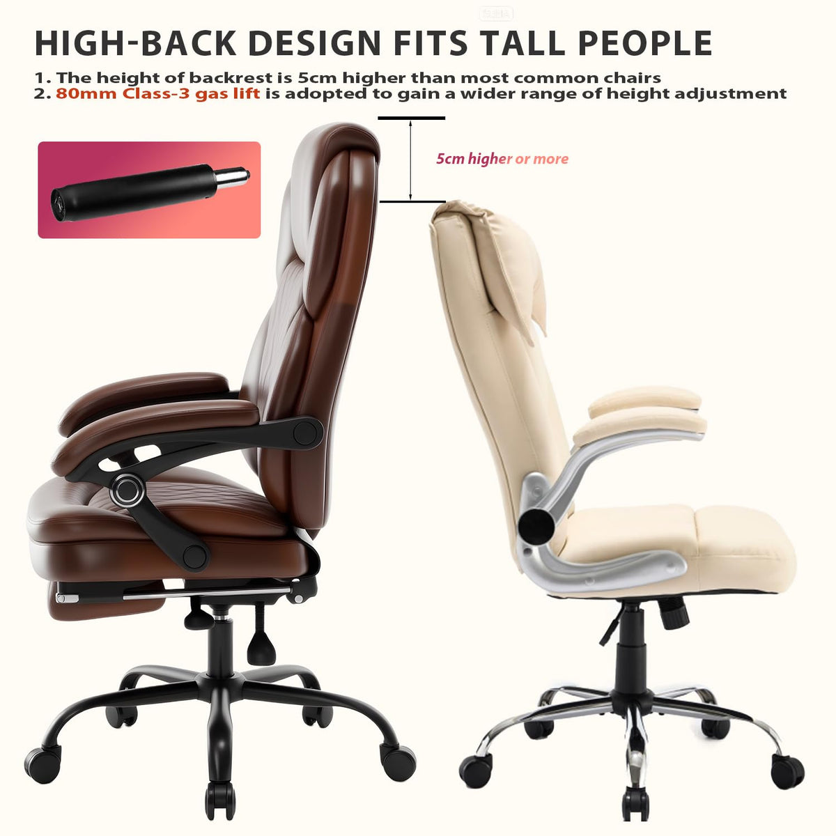 Brown Leather Reclining Office Desk Chair with Foot Rest M2927