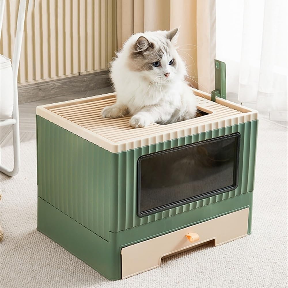 Foldable Top Entry Cat Litter Box with Lid J603844