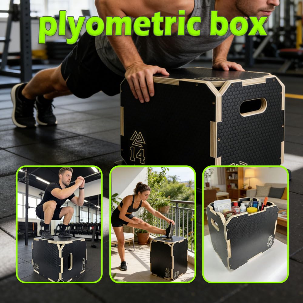 3 in 1 Non-Slip Wooden Plyometric Jump Box Q218