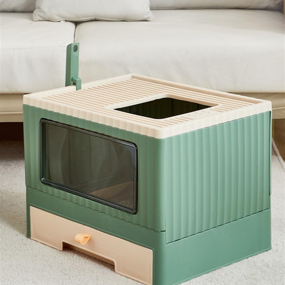 Foldable Top Entry Cat Litter Box with Lid J603844