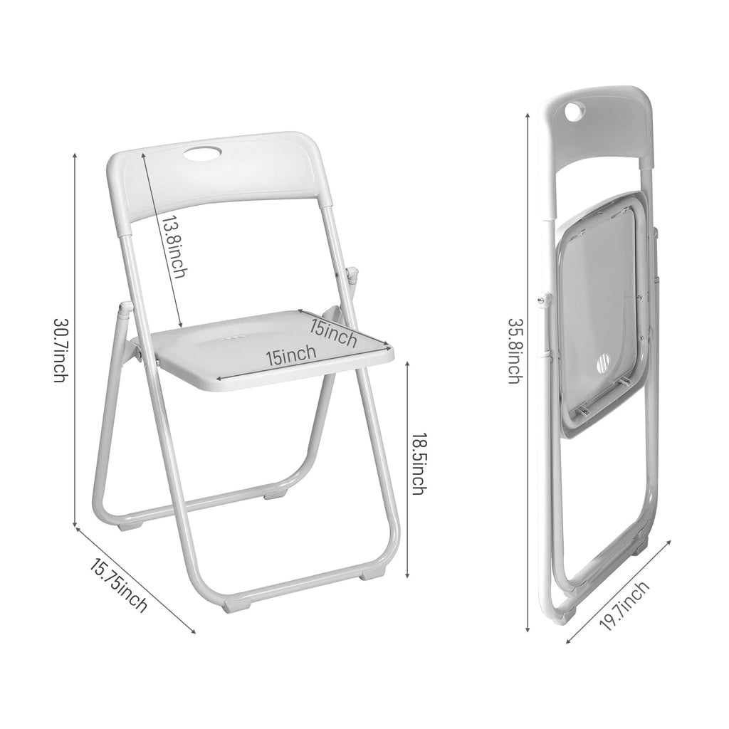 White Plastic Folding Chairs, 10 Pack Steel Frame Q514