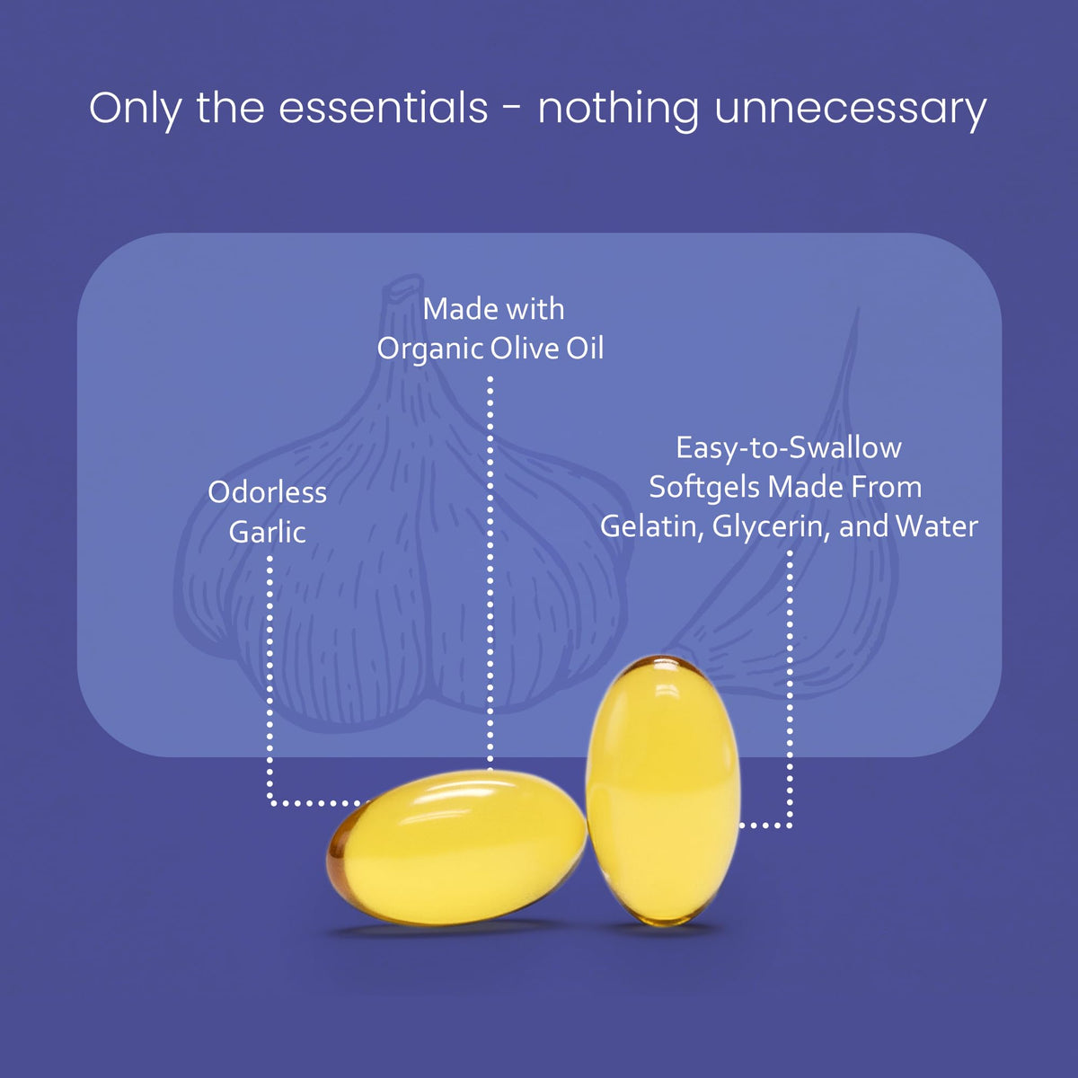 Odorless Garlic 100:1 Extract with Olive Oil 150 Softgels I383344