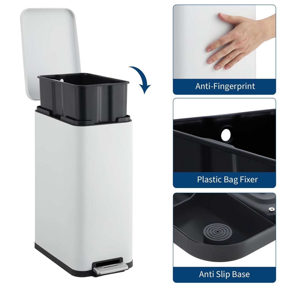 13.2 gal Stainless Steel Step Trash Can A7042