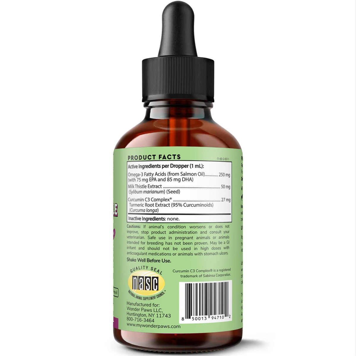 Milk Thistle Liver Support for Dogs with Salmon Oil & Curcumin 2 Oz P8873