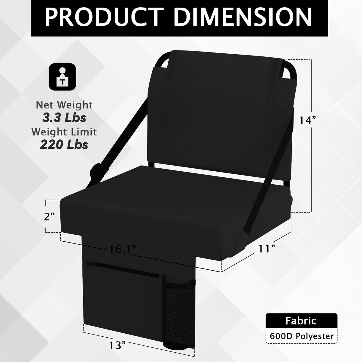 2pcs Stadium Seat for Bleachers with Back Support and Cushion S7266