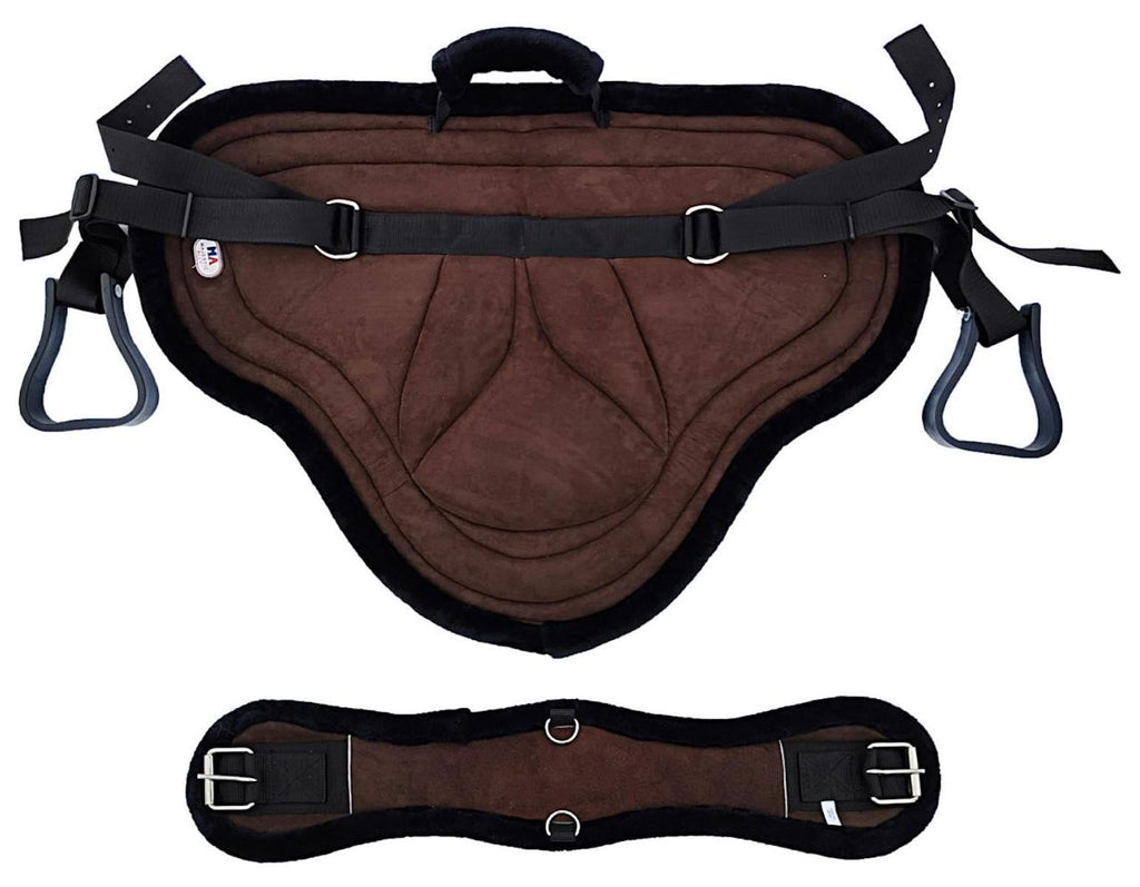 Padded Suede Leather Bareback Pad with Girth & Stirrups W3602