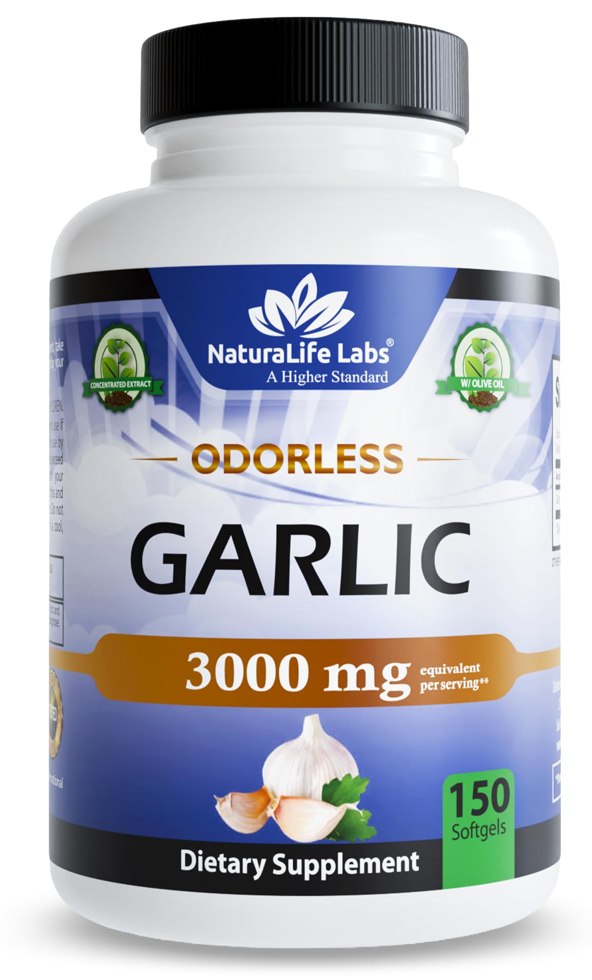 Odorless Garlic 100:1 Extract with Olive Oil 150 Softgels I383344