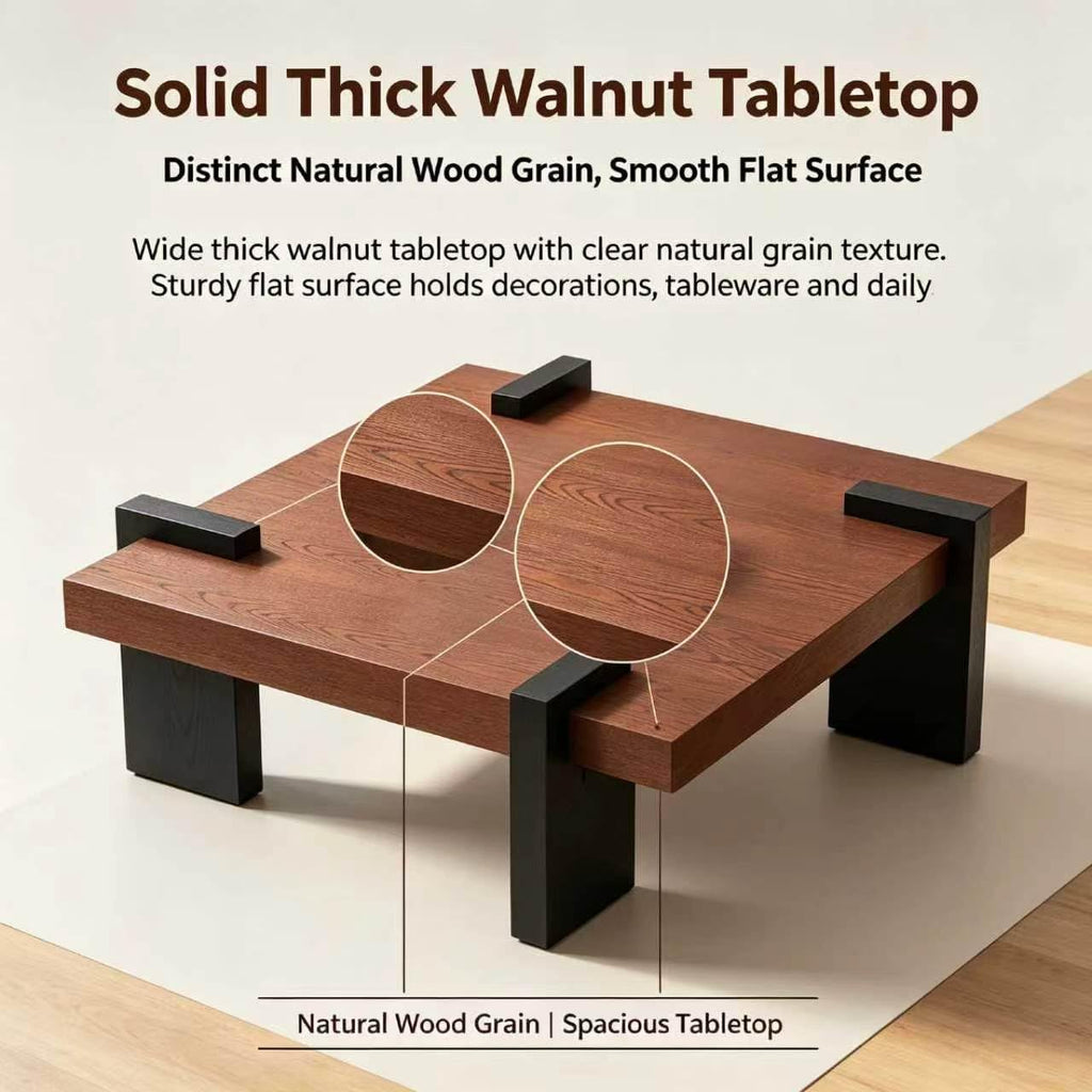 Walnut Coffee Table with Black Wood Legs Z939