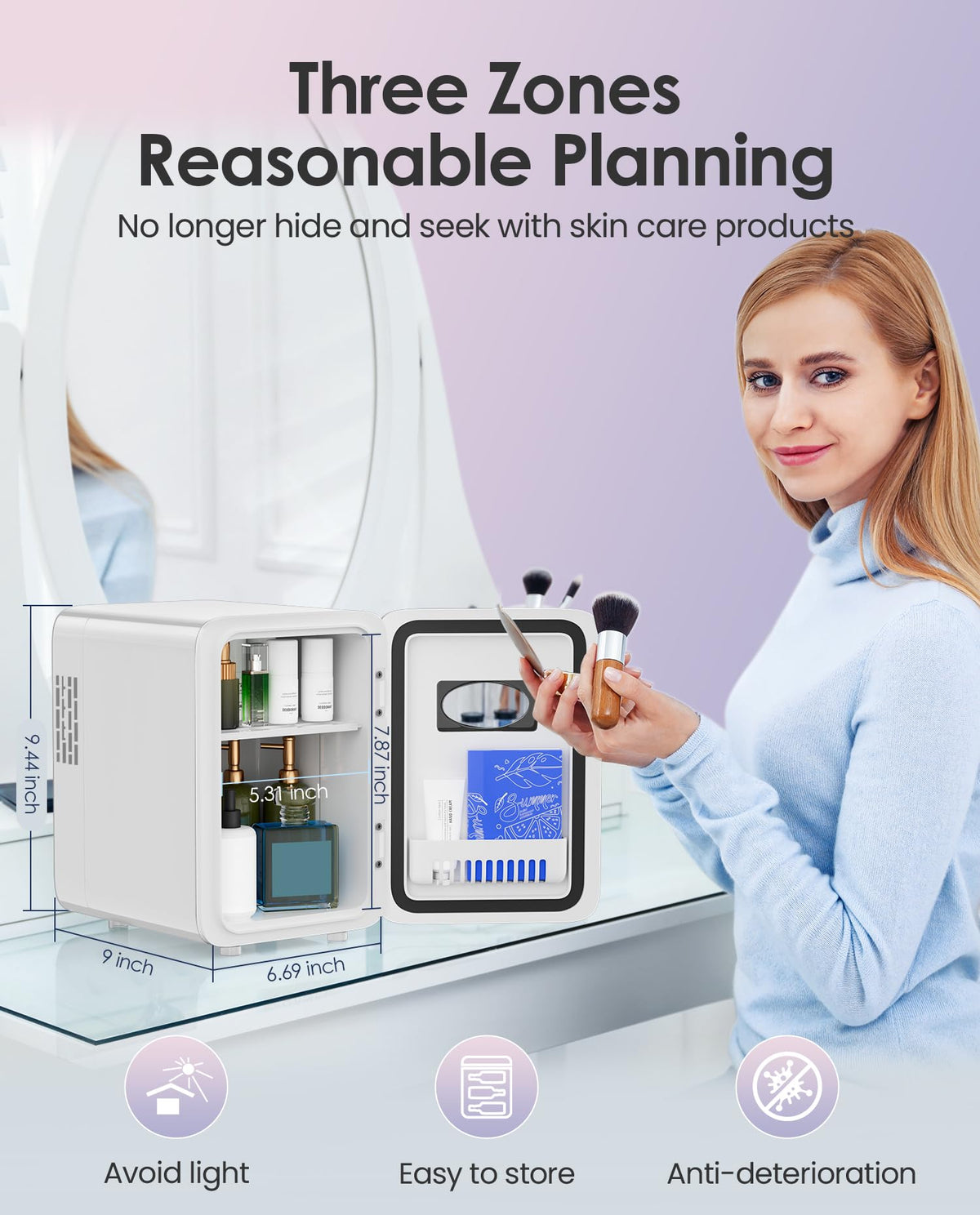 4L Pearly White Mini Skincare Fridge V937810