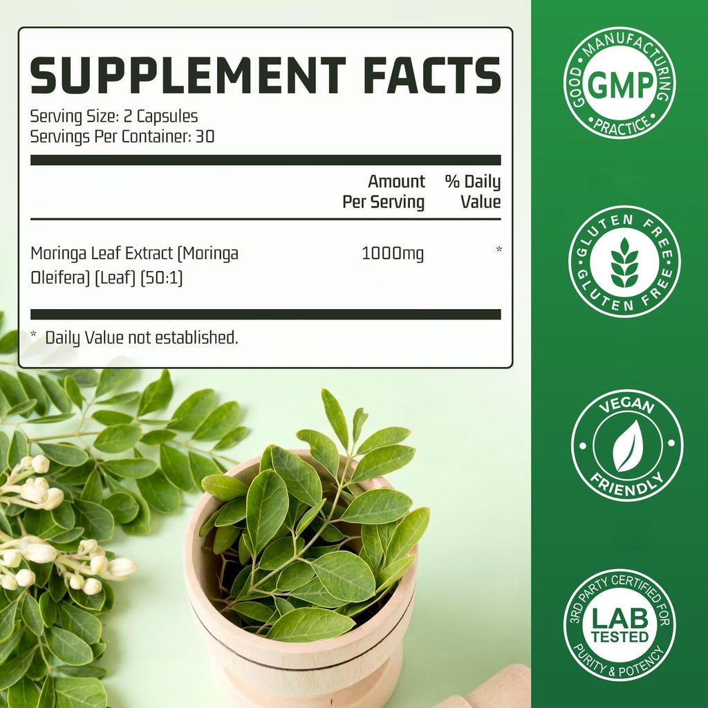 Moringa Capsules 1000mg 60 Count N5627