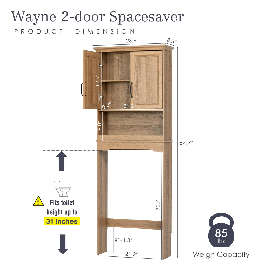 Over the Toilet Storage Cabinet with Doors W3727