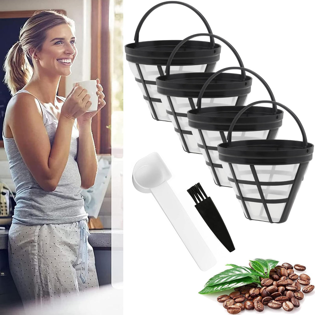 Reusable Cone Coffee Filters 8-12 Cup with Spoon and Brush F8491