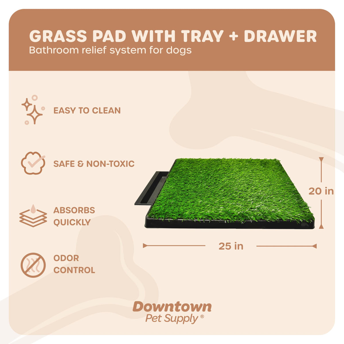 Dog Grass Pad with Tray 20 x 25 with Drawer N8996