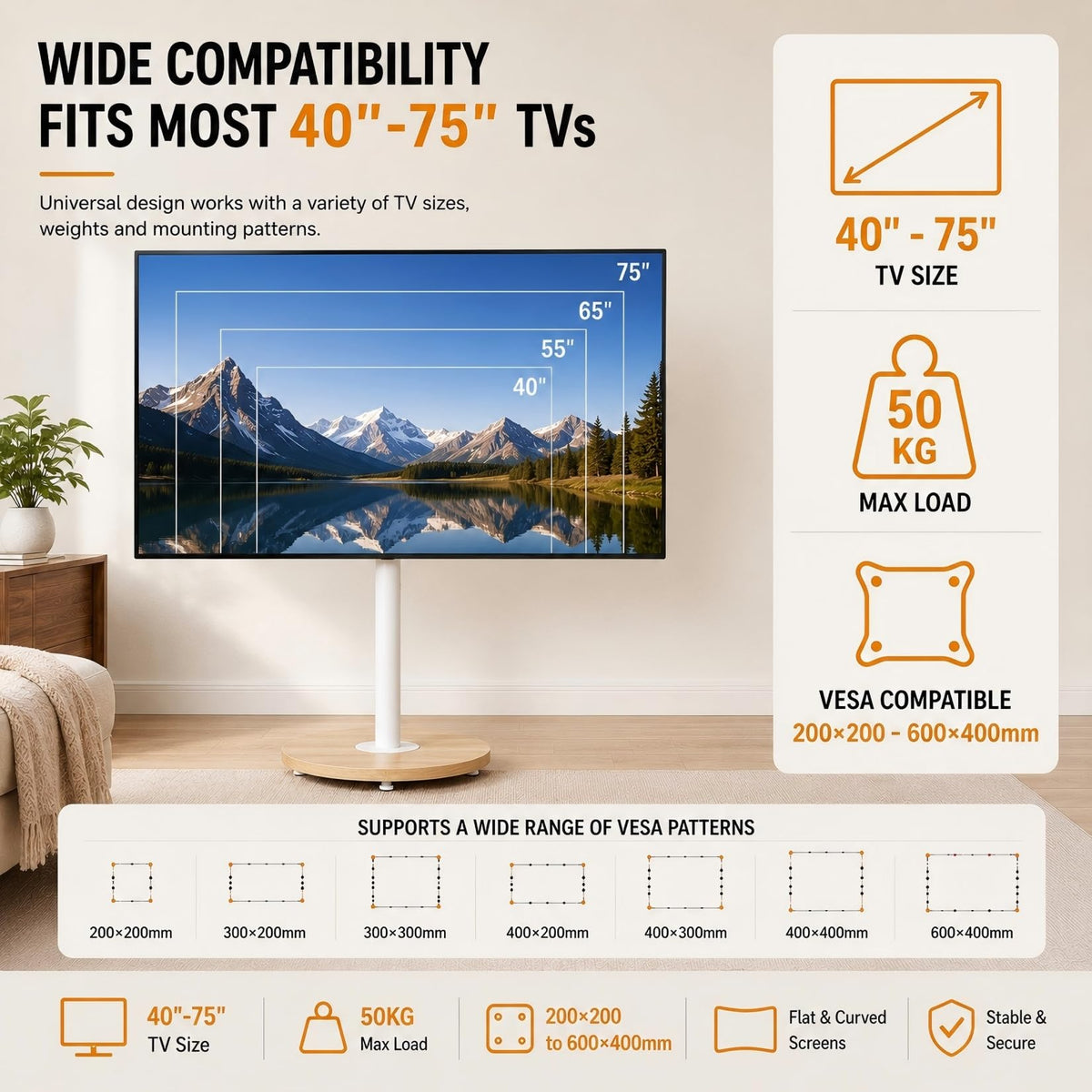 White Rolling Swivel tv Stand I18380