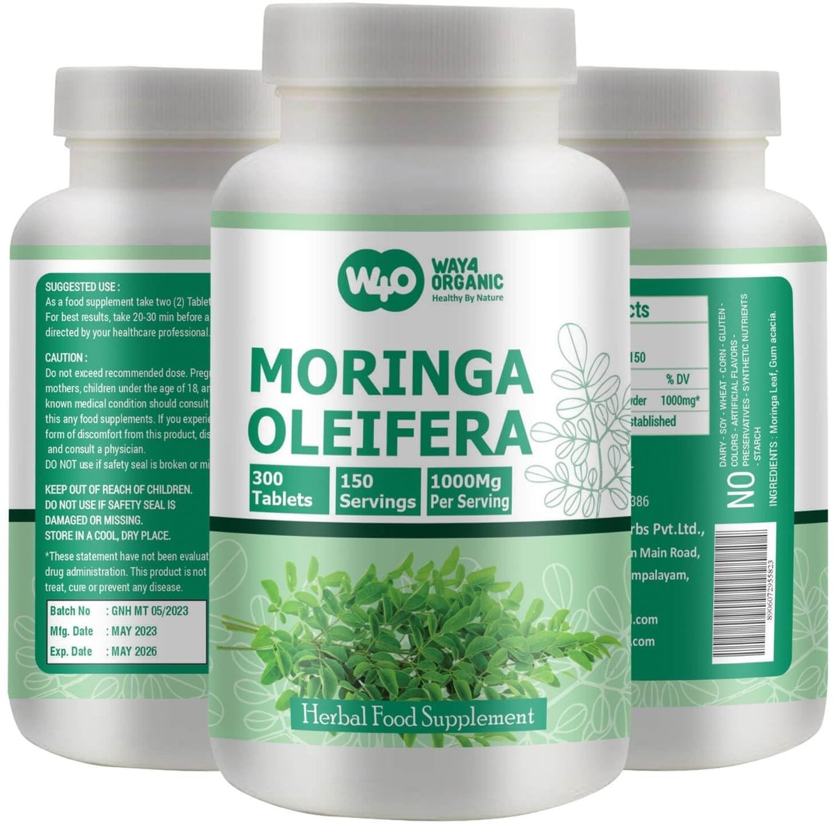 Moringa Leaf Powder Capsules 300 Pills H17110